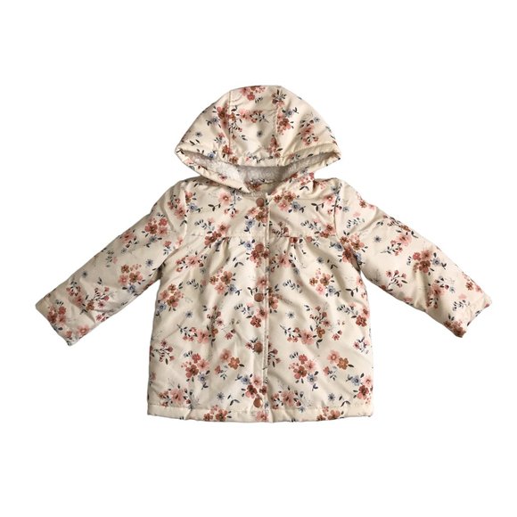 George Other - George Girls Floral Jacket Toddler Pink Age 18-24 Mos Faux Sherpa Lined Hooded